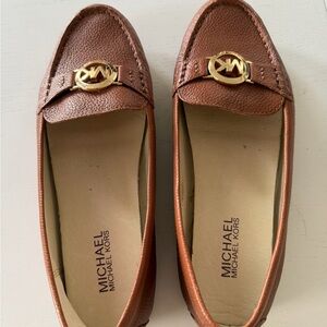 Michael Kors Tan Leather Loafers with Gold Accent